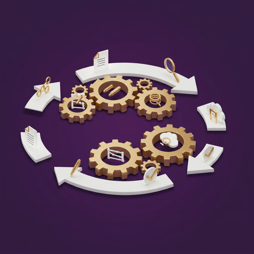Illustration of construction plans, review workflows, and controlled documents